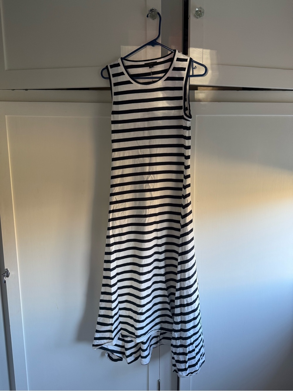 J. Crew Black & White Striped Sleeveless Maxi Dress